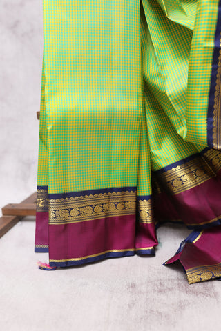 Green-Yellow Kanjeevaram Silk Saree-SRGYKSS286