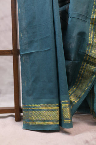 Dark Green Cotton Paithani Saree - SRDGCPS387