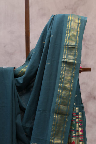 Dark Green Cotton Paithani Saree - SRDGCPS387