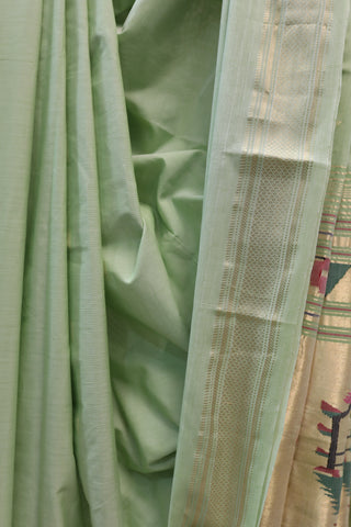 Pista Green Cotton Paithani Saree - SRPGCPS386