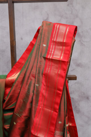 Moss Green Silk Paithani Saree - SRMGSPS257