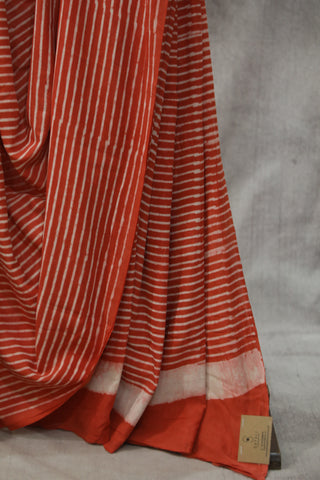 Red HBP Cotton Saree - SRRCS1793