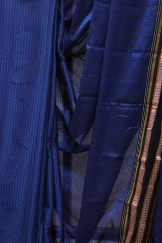 Blue Plain Khun Saree With Black Border-SRBPKS162