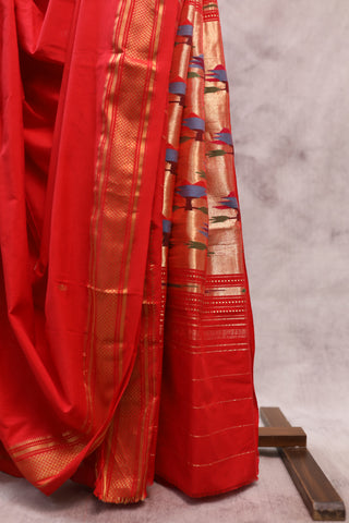 Red Cotton Paithani Saree - SRRCPS403