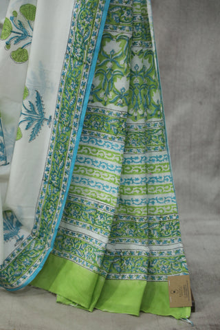 White HBP Cotton Saree - SRWCS1787