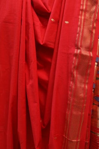 Red Cotton Paithani Saree - SRRCPS403