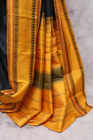 Black Kanjeevaram Silk Saree-SRBKSS291