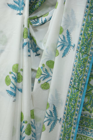 White HBP Cotton Saree - SRWCS1787