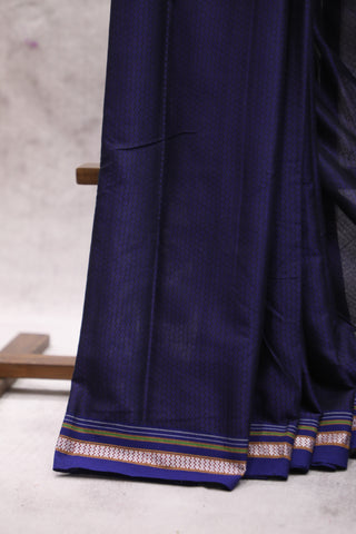 Purple Plain Khun Saree With Blue Border-SRPPKS153