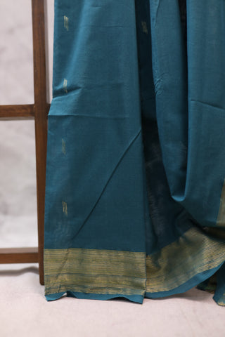 Dark Green Cotton Paithani Saree - SRDGCPS406