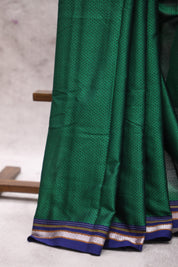 Green Plain Khun Saree With Border-SRGPKS175