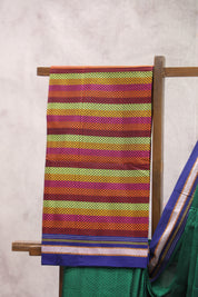 Green Plain Khun Saree With Border-SRGPKS175