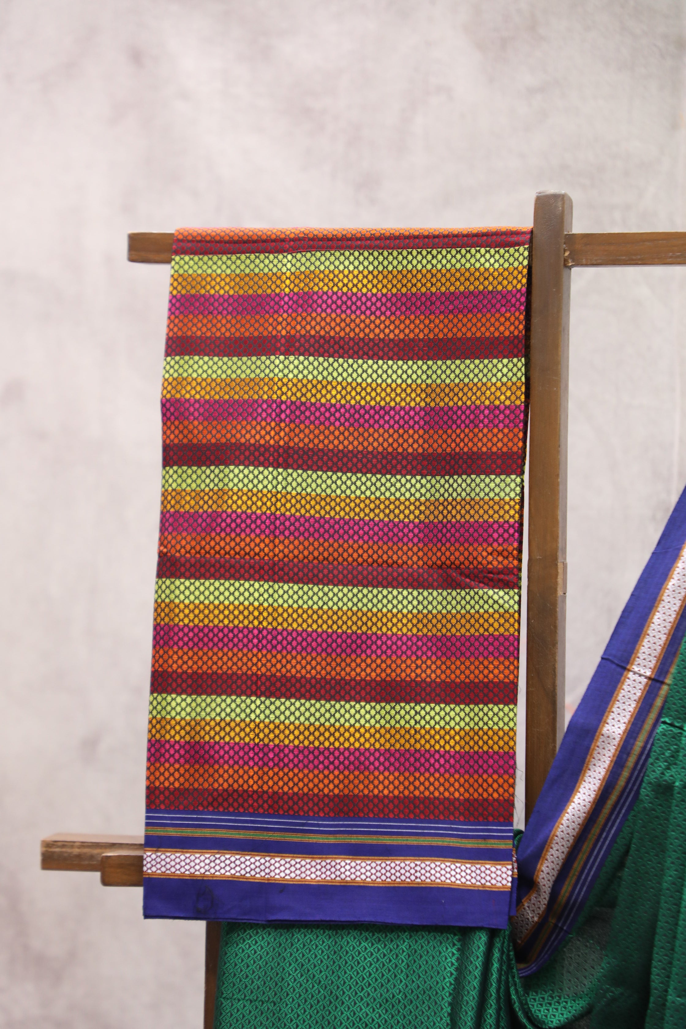 Green Plain Khun Saree With Border-SRGPKS175