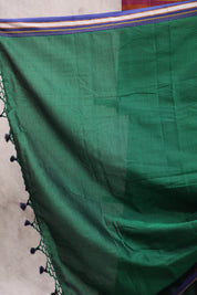 Green Plain Khun Saree With Border-SRGPKS175