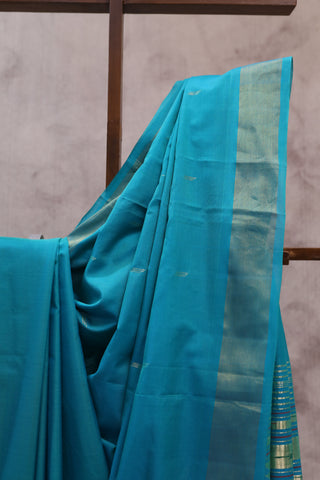 Blue Cotton Paithani Saree - SRBCPS407