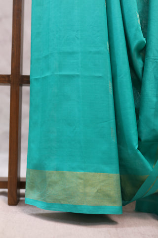 Aqua Green Cotton Paithani Saree - SRAGCPS413