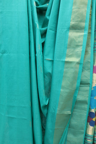 Aqua Green Cotton Paithani Saree - SRAGCPS413