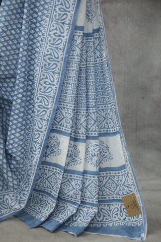 Pastel Blue HBP Cotton Saree - SRPBCS1851