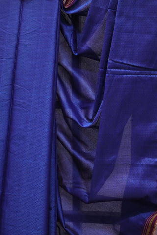 Blue Plain Khun Saree With Purple Border-SRBPKS176