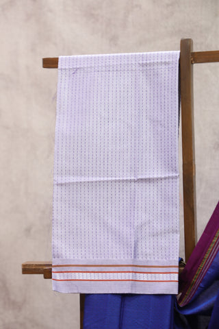 Blue Plain Khun Saree With Purple Border-SRBPKS176