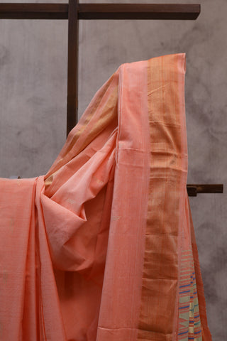 Peach Cotton Paithani Saree - SRPCPS405