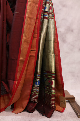 Wine Cotton Paithani Saree - SRWCPS399