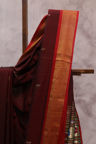 Wine Cotton Paithani Saree - SRWCPS399