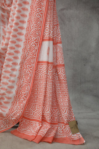 Pastel Red HBP Cotton Saree - SRPRCS1836