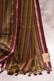 Multicolor Saras Khun Saree With Maroon Border- SRMSKS6