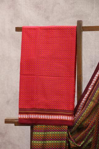 Multicolor Saras Khun Saree With Maroon Border- SRMSKS6