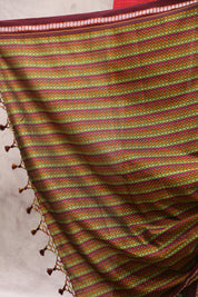 Multicolor Saras Khun Saree With Maroon Border- SRMSKS6
