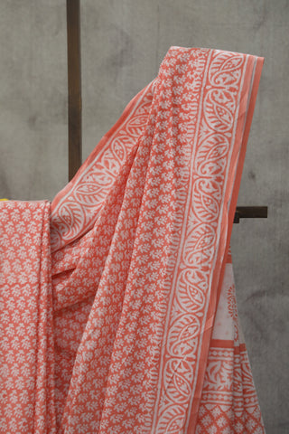 Peach HBP Cotton Saree - SRPCS1835