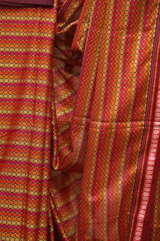 Multicolor Saras Khun Saree With Red Border- SRMSKS7