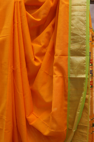 Mango Yellow Cotton Paithani Saree - SRMYCPS398