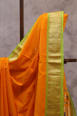 Mango Yellow Cotton Paithani Saree - SRMYCPS398