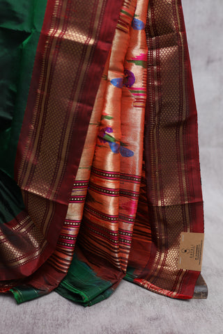 Dark Green Silk Paithani Saree - SRDGSPS267