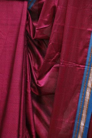 Pink Plain Khun Saree With Blue Border-SRPPKS180