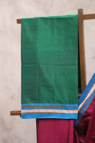 Pink Plain Khun Saree With Blue Border-SRPPKS180