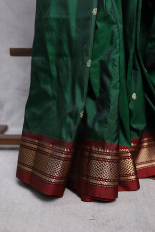 Dark Green Silk Paithani Saree - SRDGSPS267