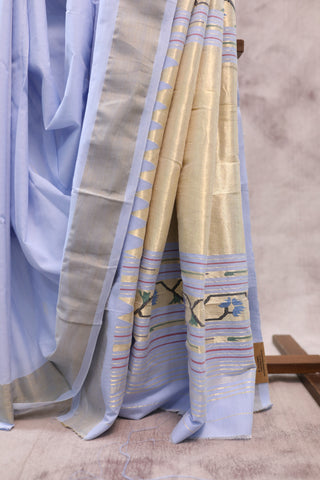 Light Blue Cotton Paithani Saree - SRCCPS395