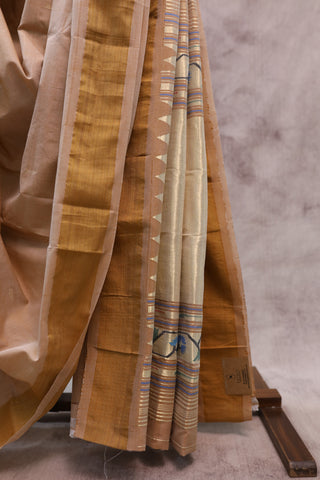 Cream Cotton Paithani Saree - SRCCPS394