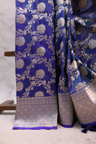 Peacock Blue Banarasi Silk Saree-SRPBBSS439