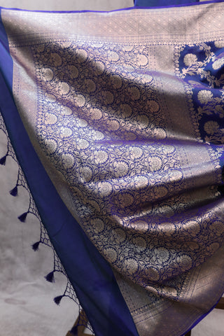 Peacock Blue Banarasi Silk Saree-SRPBBSS439