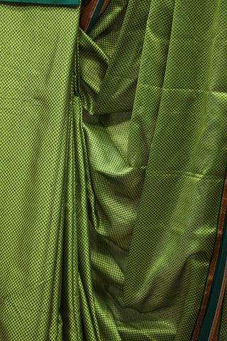 Green Plain Khun Saree With Green Border-SRGPKS194