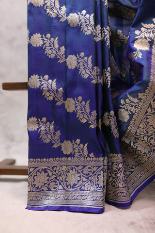 Peacock Blue Banarasi Silk Saree-SRPBBSS437