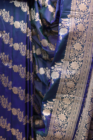 Peacock Blue Banarasi Silk Saree-SRPBBSS437