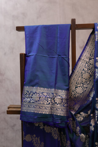 Peacock Blue Banarasi Silk Saree-SRPBBSS437