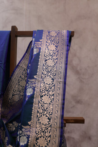 Peacock Blue Banarasi Silk Saree-SRPBBSS437