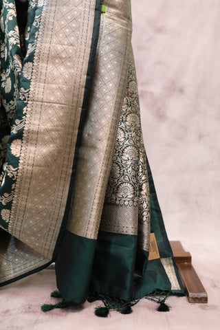 Dark Green Banarasi Silk Saree-SRDGBSS435