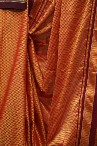 Orange Plain Khun Saree With Maroon Border-SROPKS192